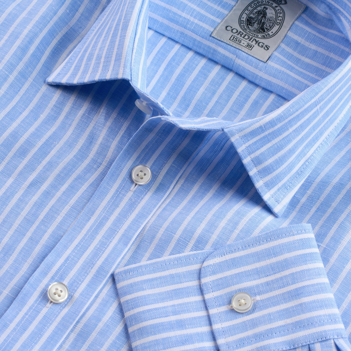 Sky Blue Caister Stripe Linen Shirt