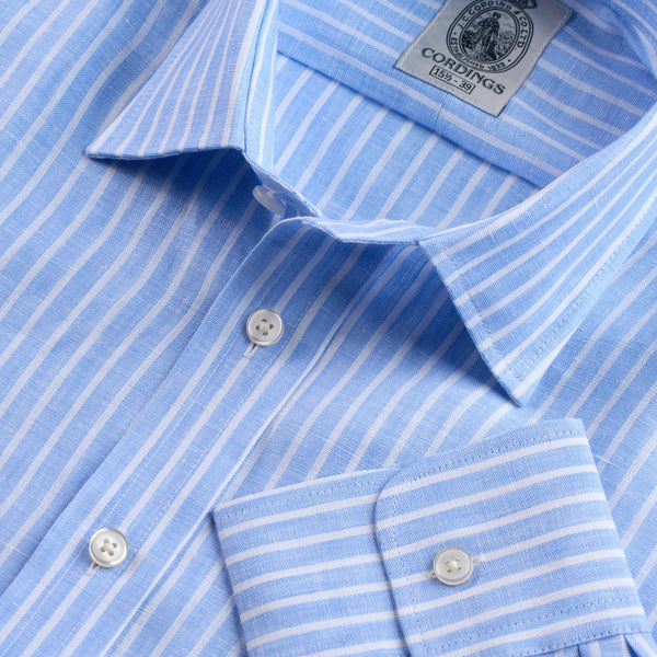 Sky Blue Caister Stripe Linen Shirt