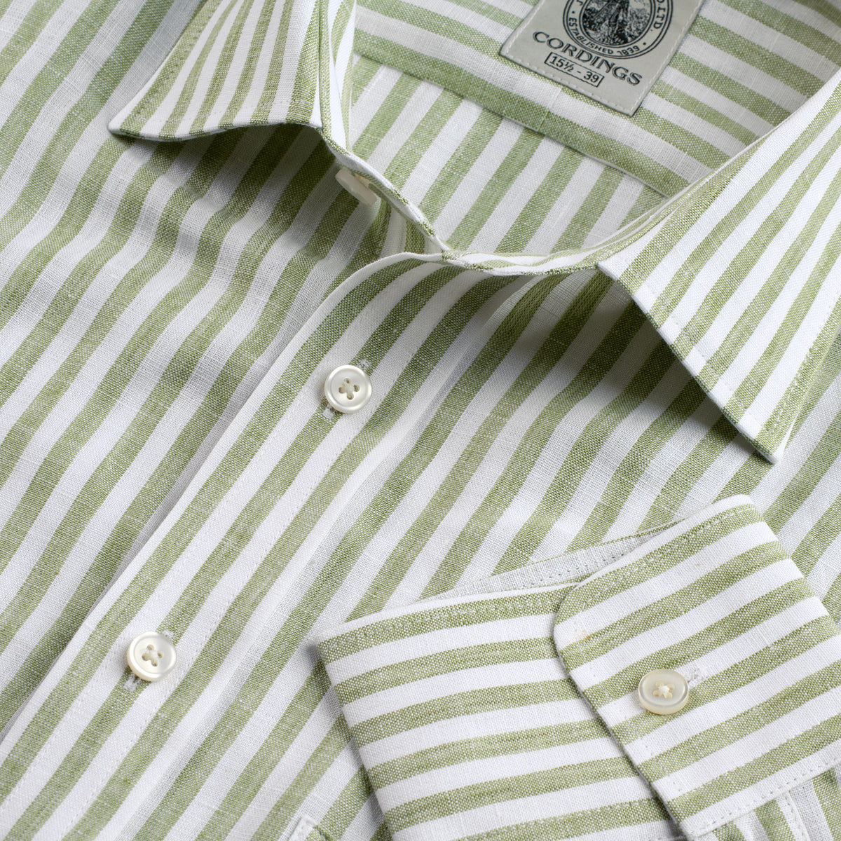 Green Cawston Stripe Linen Shirt
