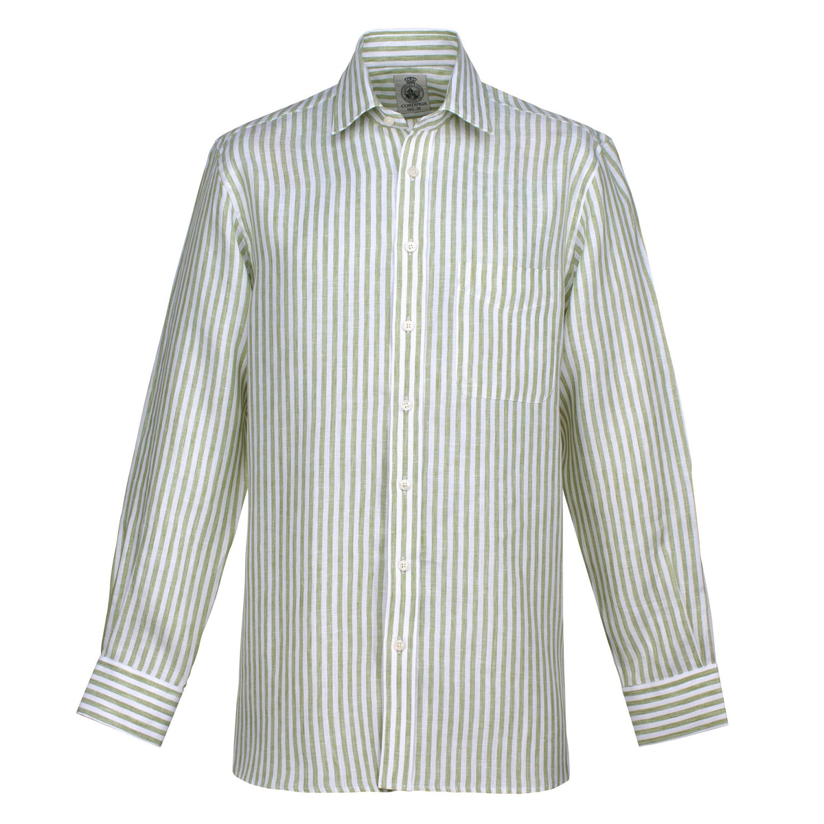 Green Cawston Stripe Linen Shirt