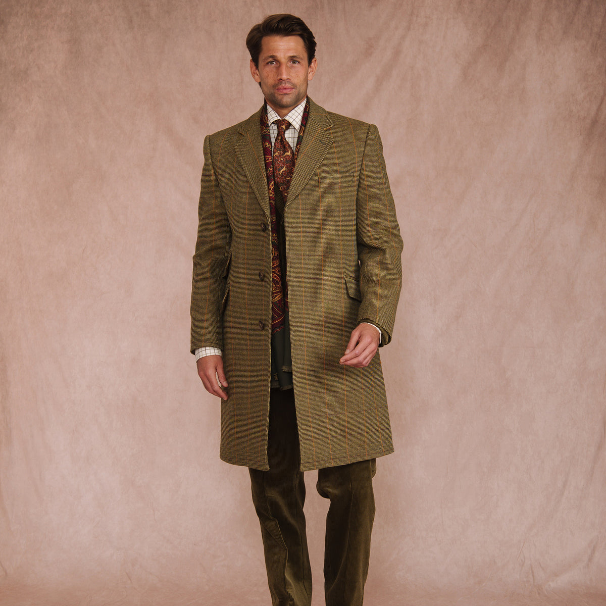 Sporting Check Tweed Covert Coat