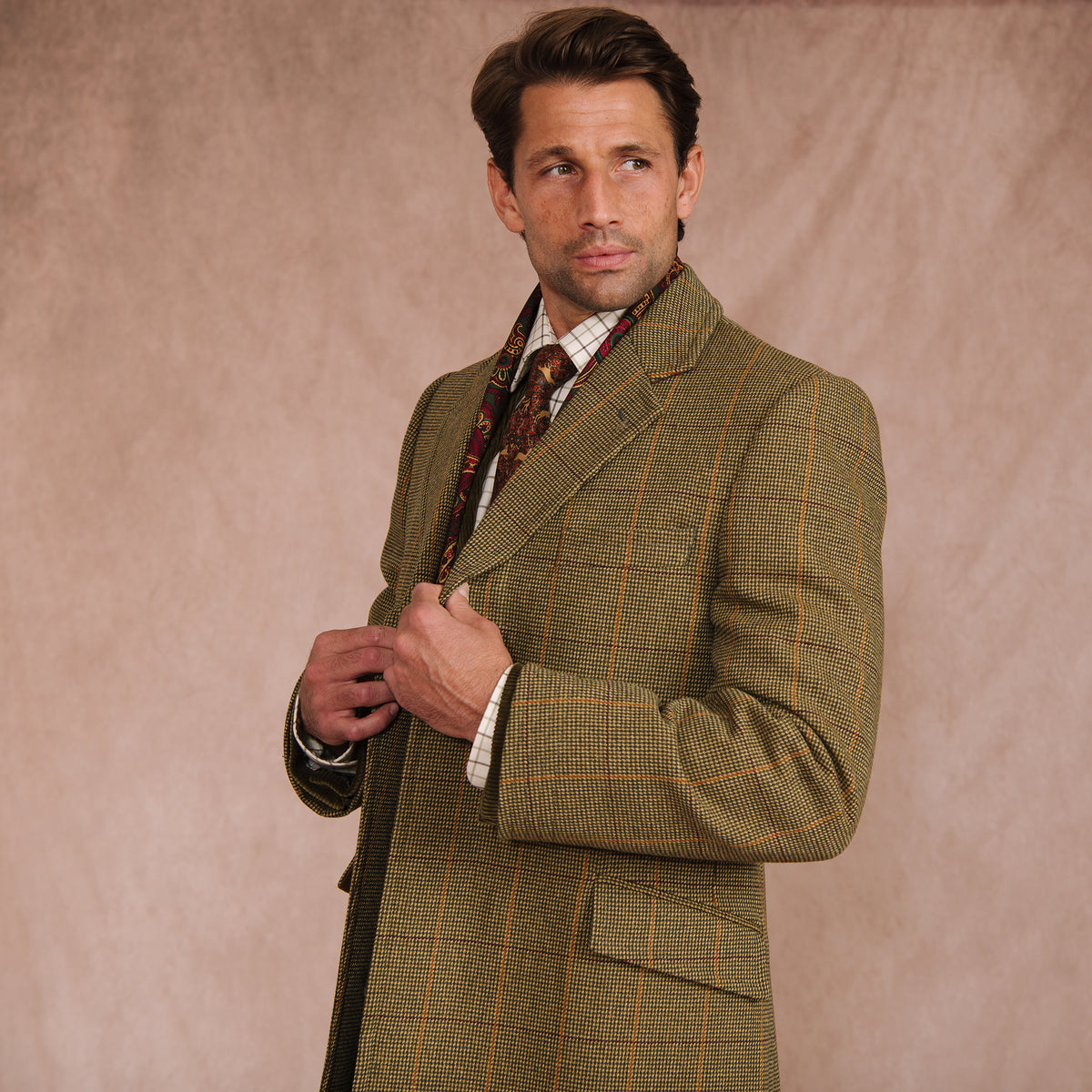 Sporting Check Tweed Covert Coat