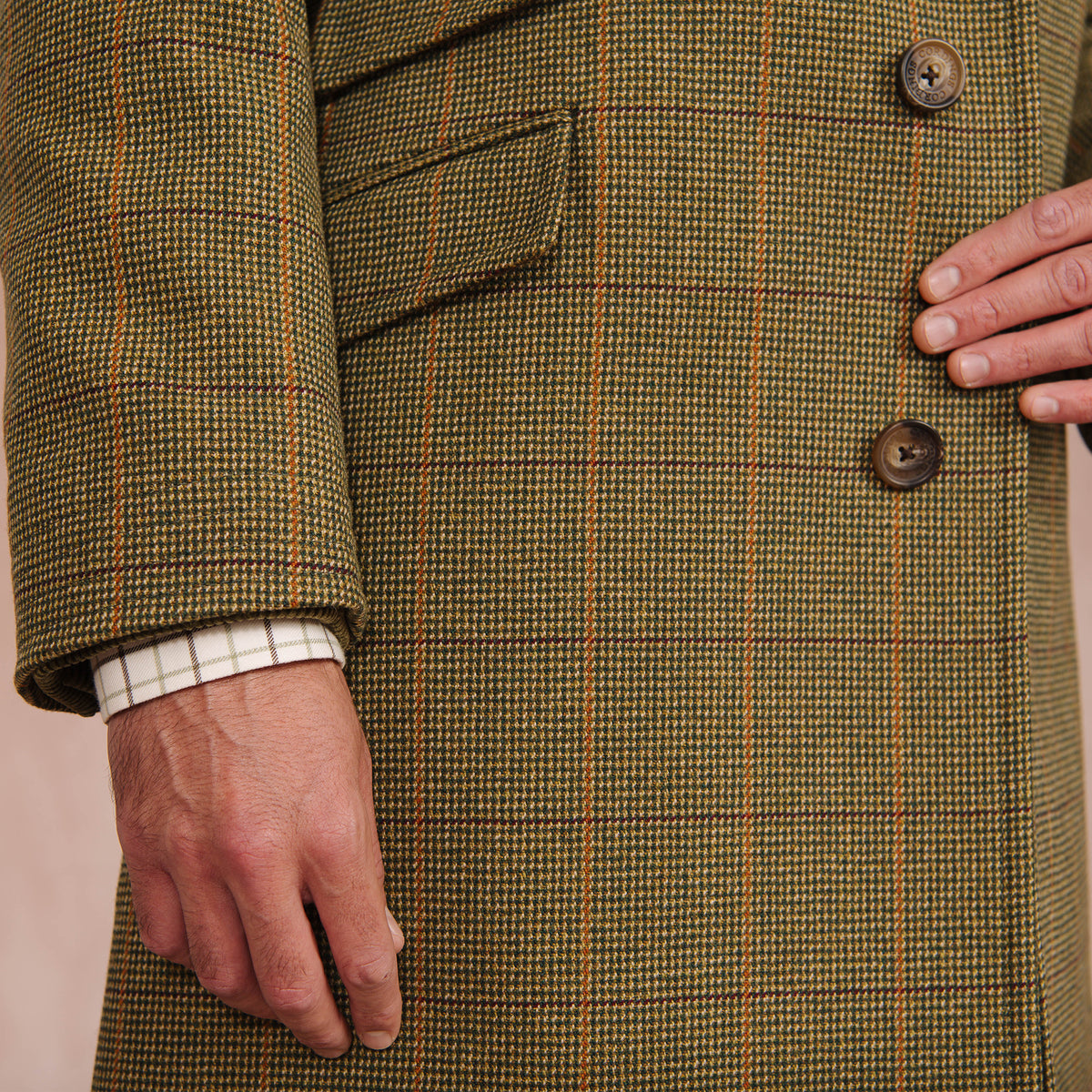 Sporting Check Tweed Covert Coat