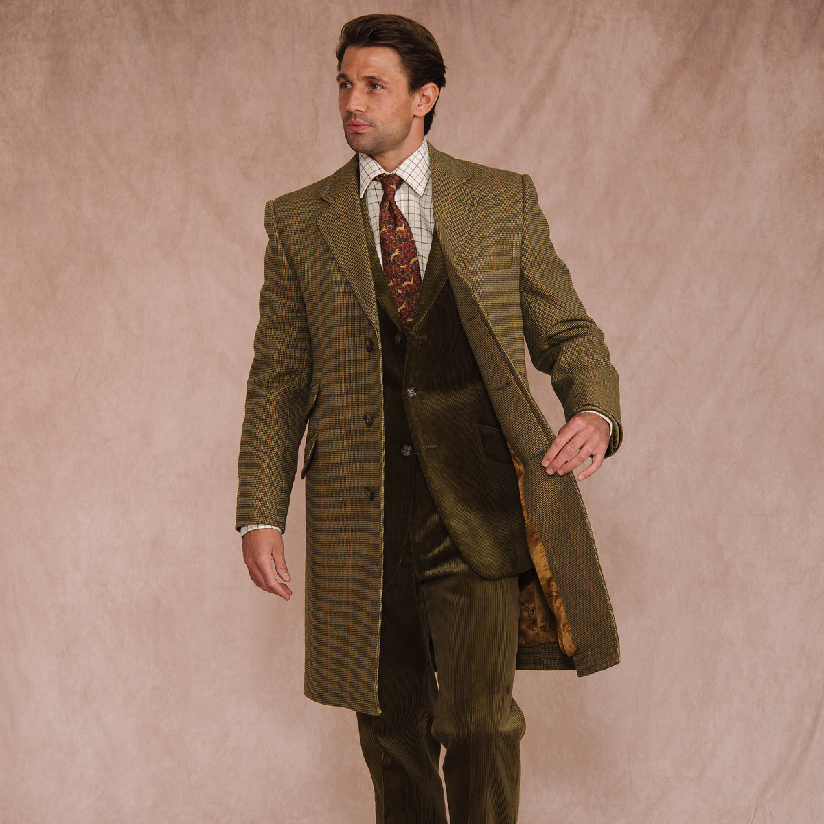Sporting Check Tweed Covert Coat