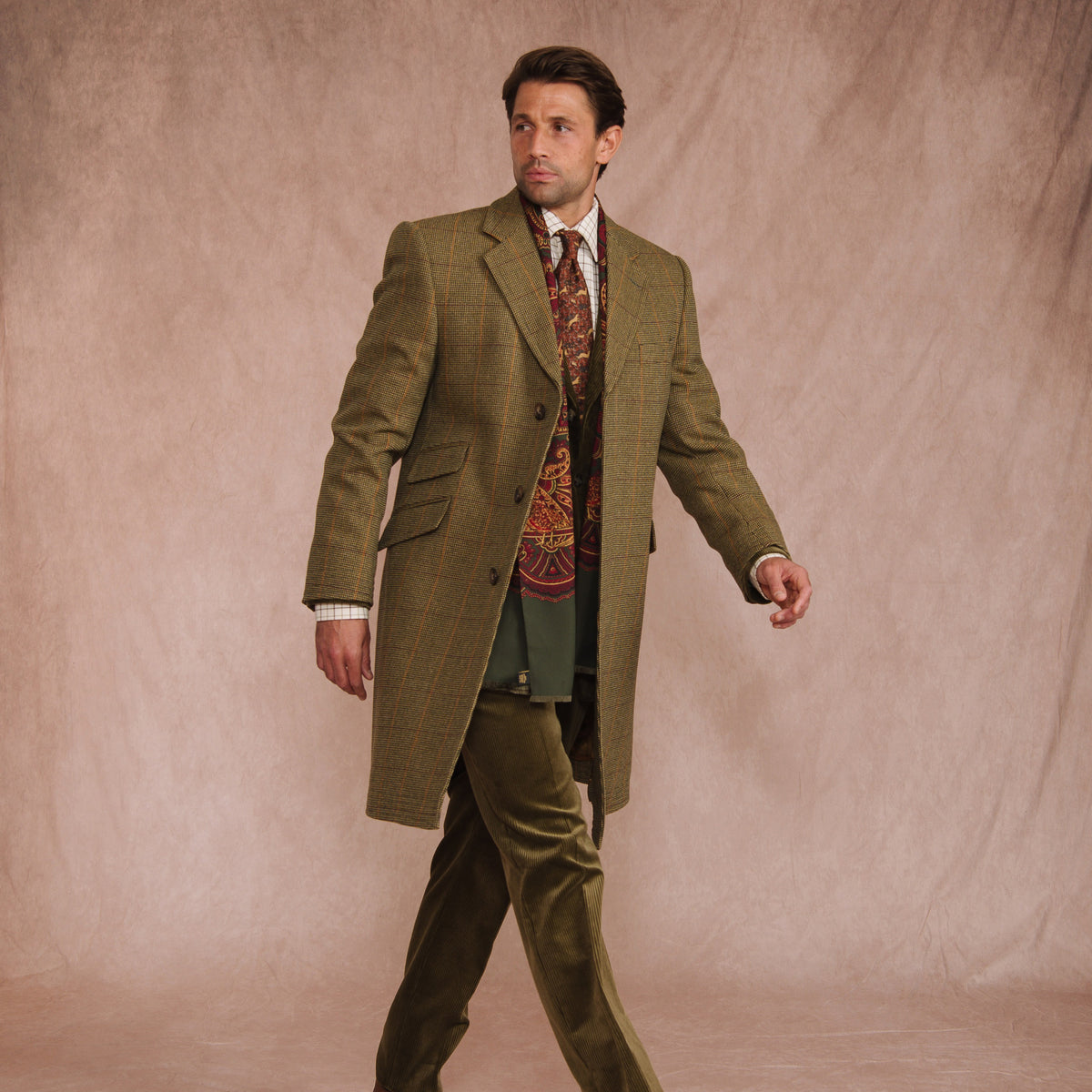 Sporting Check Tweed Covert Coat