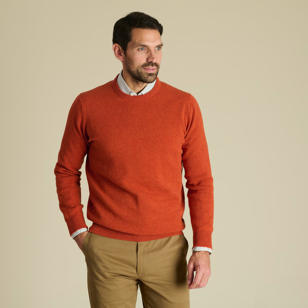 Rust Lambswool Crew Neck Jumper