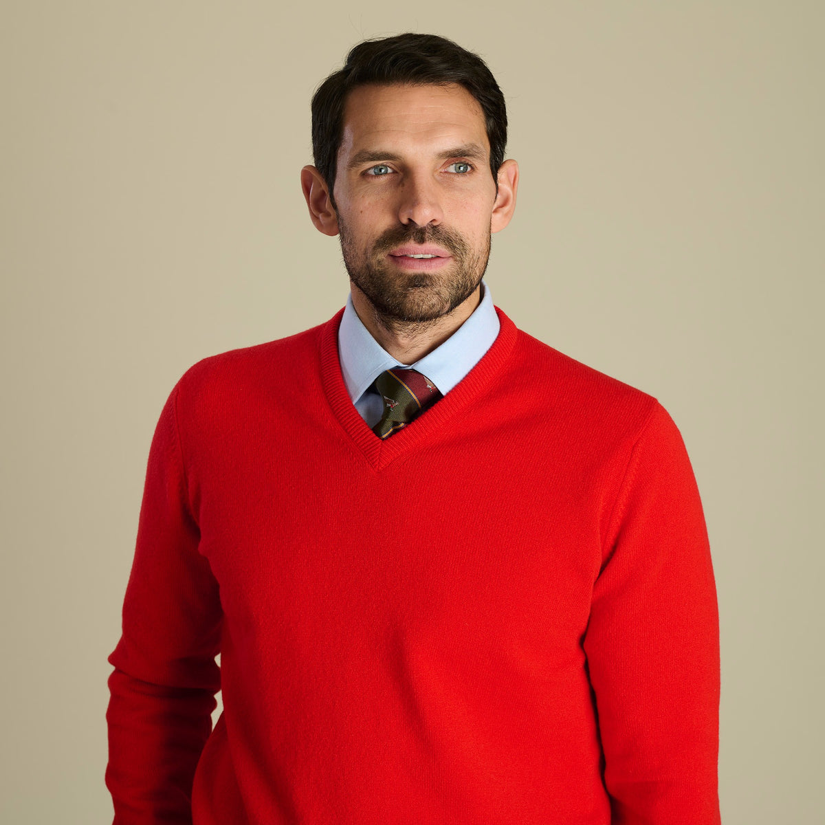Scarlet Lambswool V-Neck Jumper