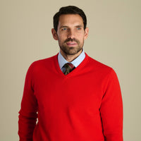 Scarlet Lambswool V-Neck Jumper