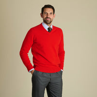 Scarlet Lambswool V-Neck Jumper