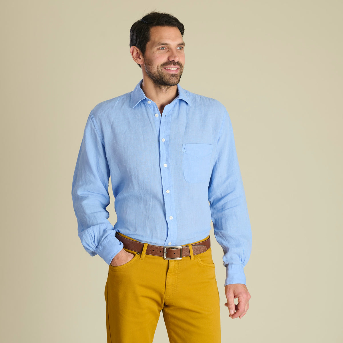 Cornflower Blue Vintage Linen Shirt