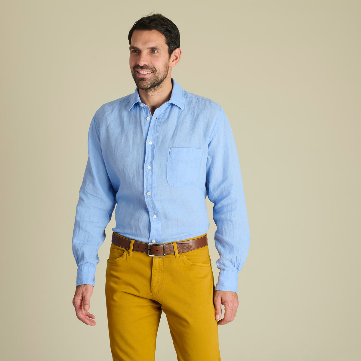 Cornflower Blue Vintage Linen Shirt