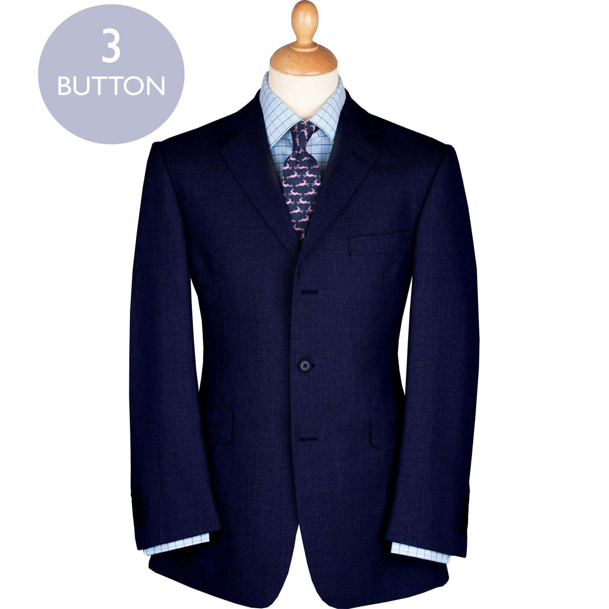 Navy 11oz Three Button Birdseye Suit