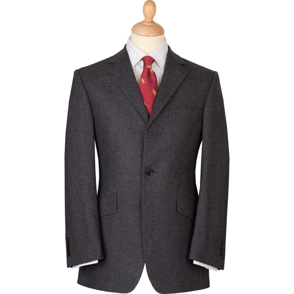Charcoal 12oz Three Button Flannel Suit