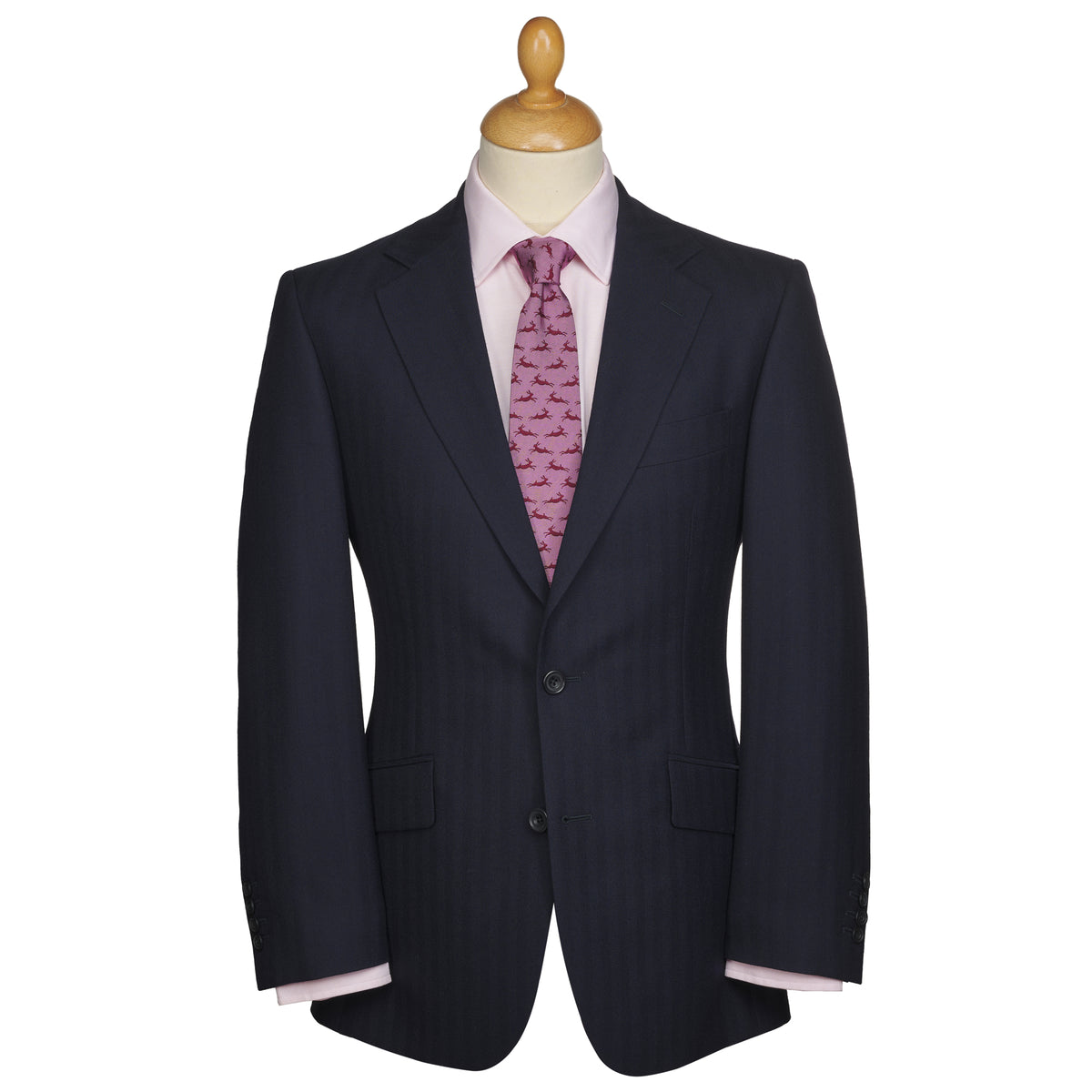 Navy 11oz Two Button Herringbone Suit