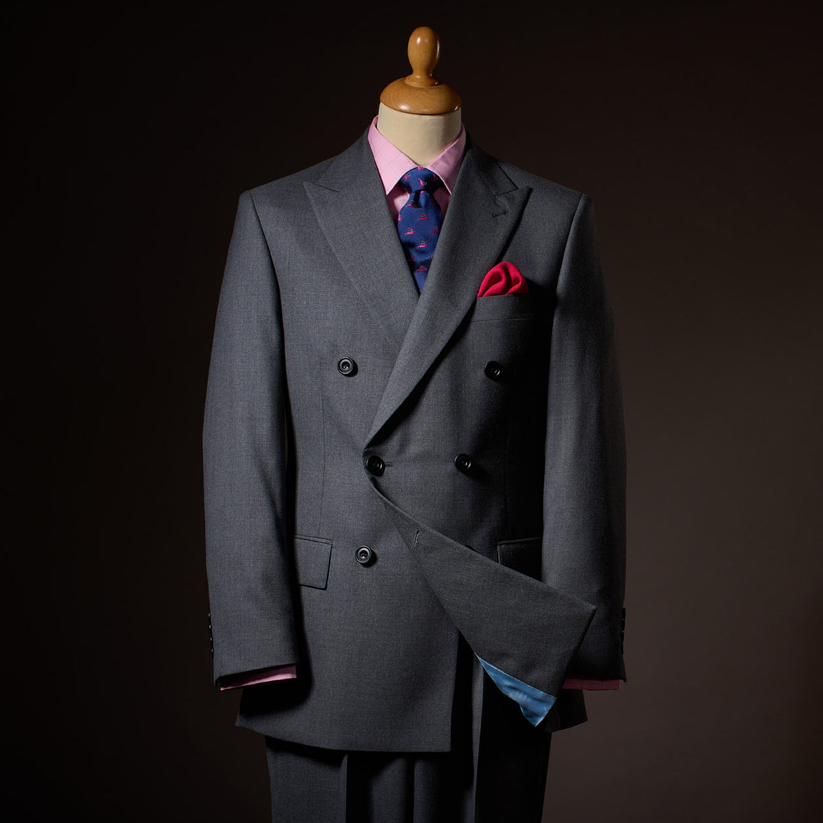 Grey 8oz Double Breasted Worsted Flannel Suit