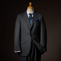Grey 10oz Three Button Chalk Stripe Suit
