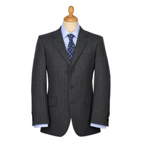 Grey 10oz Three Button Chalk Stripe Suit