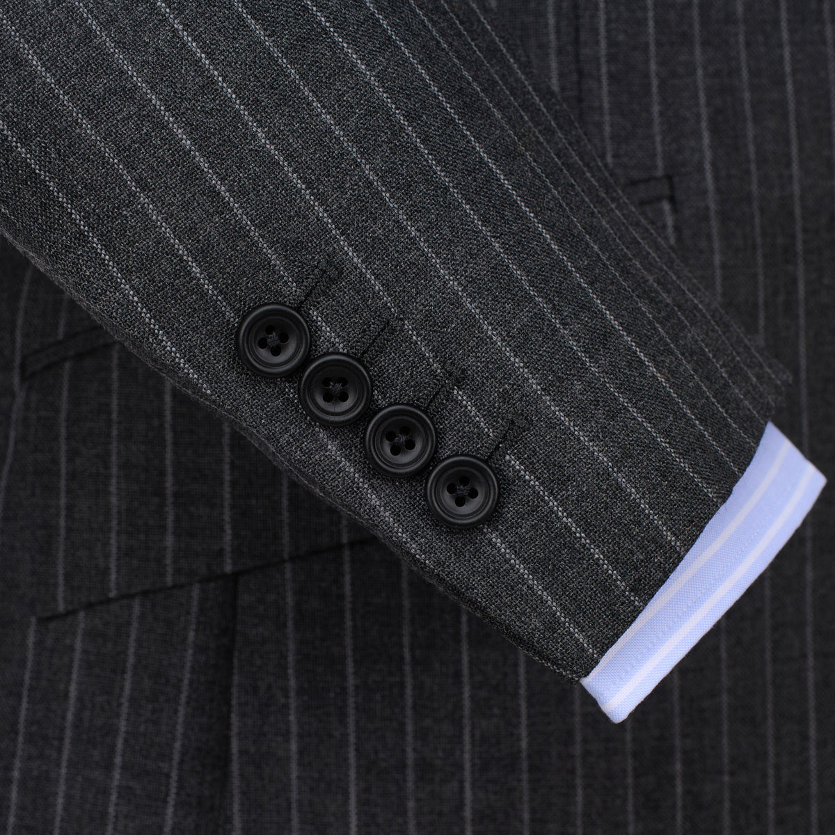 Grey 10oz Three Button Chalk Stripe Suit