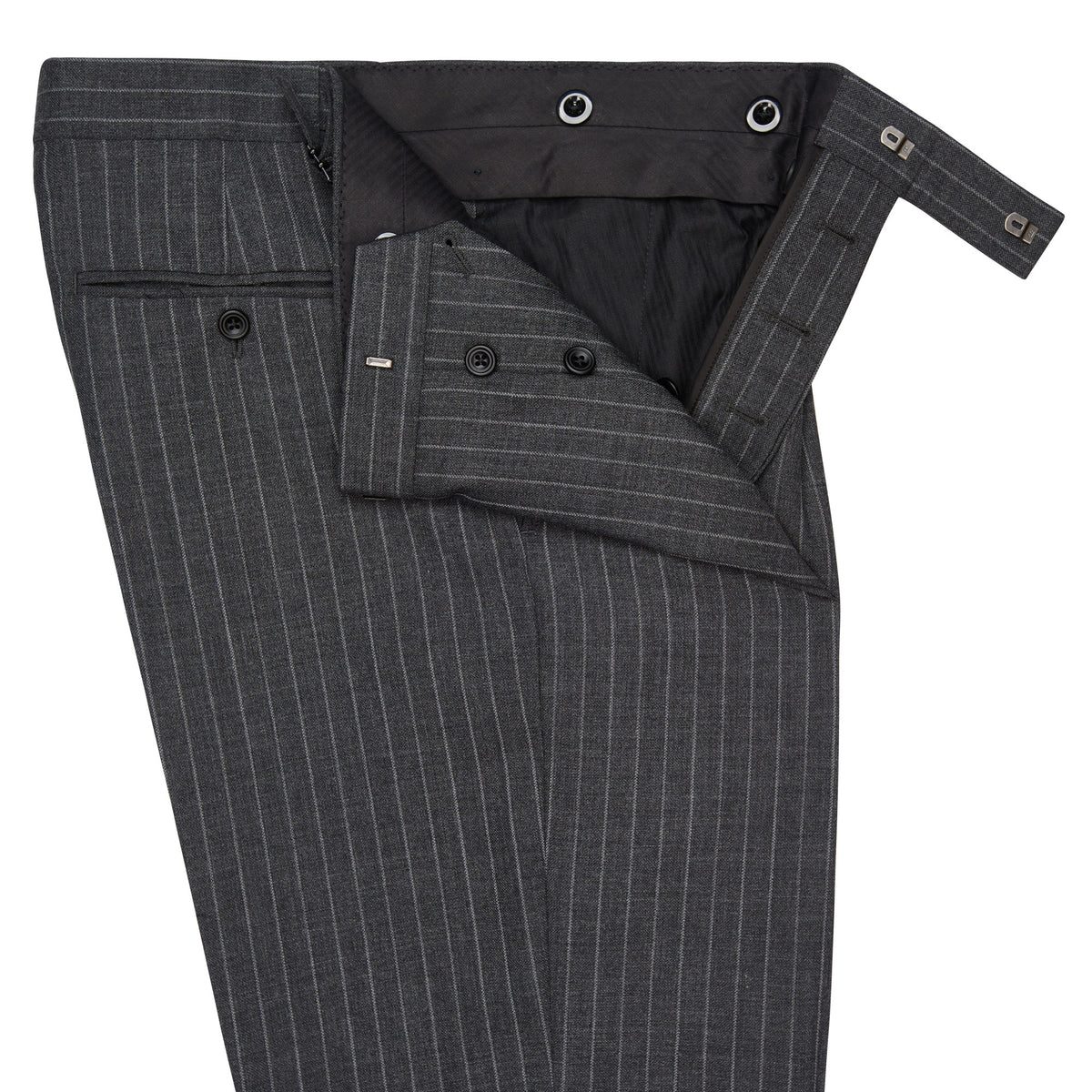 Grey 10oz Three Button Chalk Stripe Suit