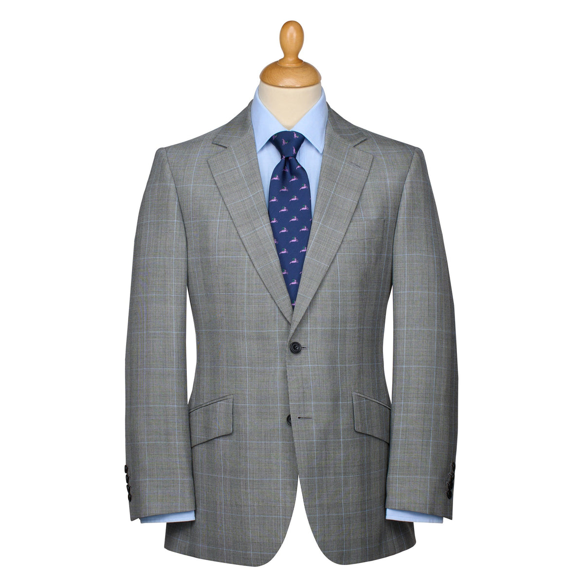 Grey Two Button 10oz Prince of Wales Suit