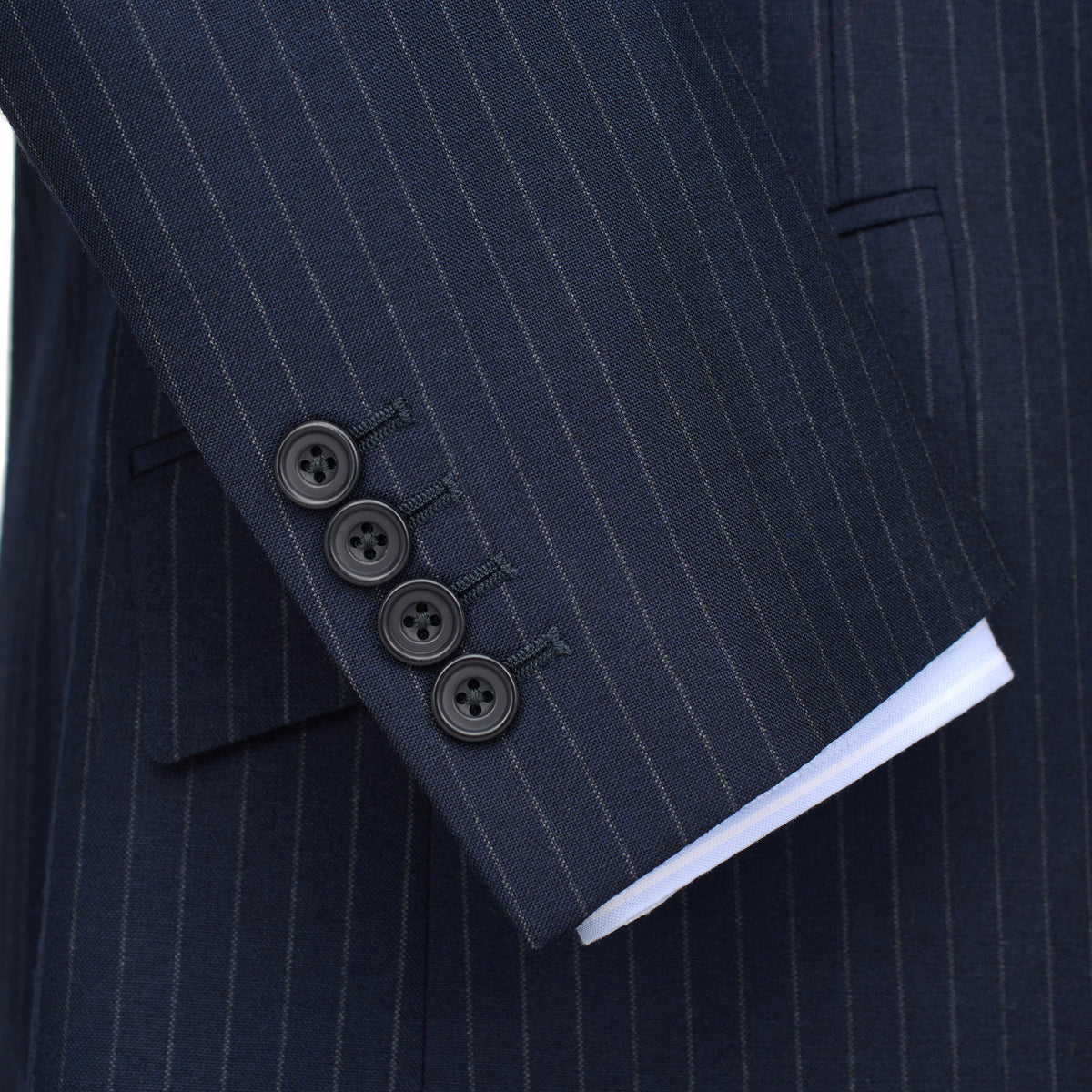Navy 10oz Charles Pinstripe Three Button Suit
