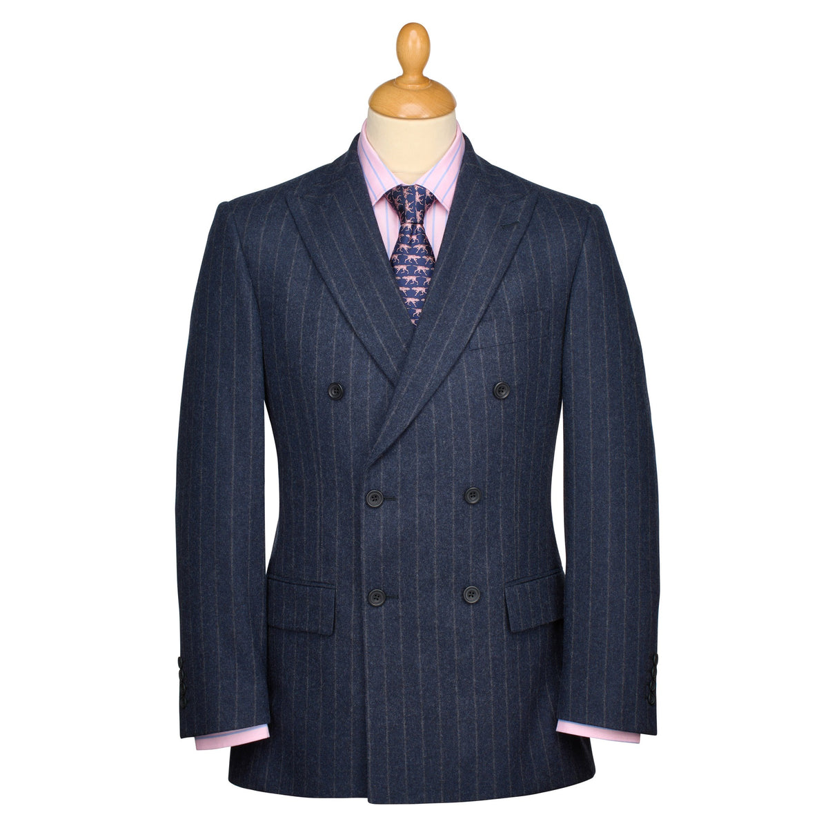 Navy 12oz Double Breasted Chalk Stripe Suit