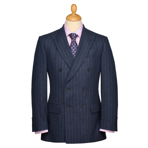 Navy 12oz Double Breasted Chalk Stripe Suit
