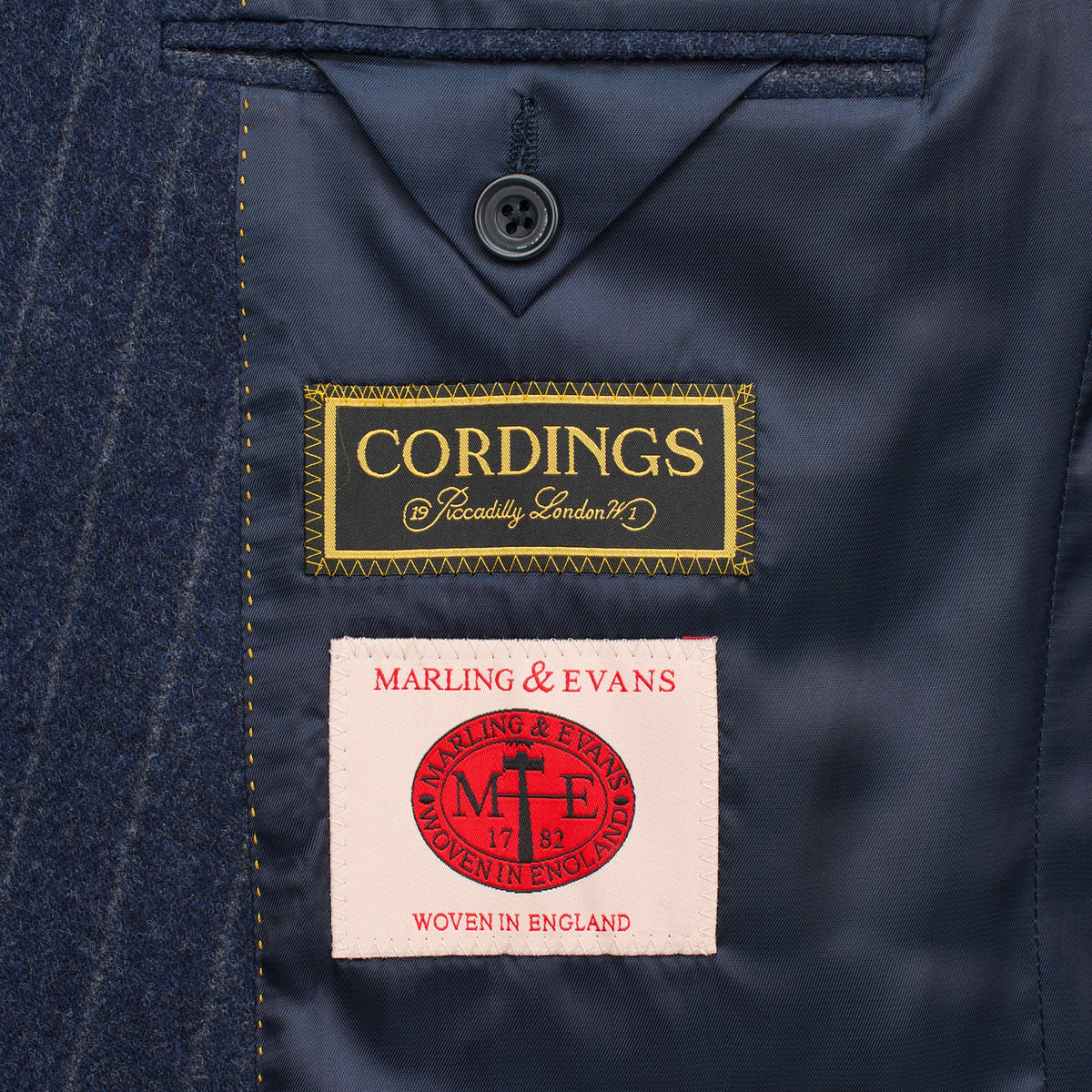 Navy 12oz Double Breasted Chalk Stripe Suit
