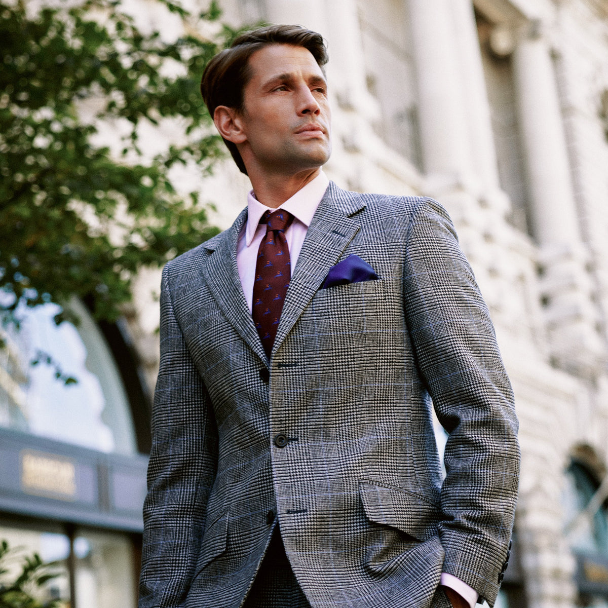 Grey 13oz Prince Of Wales Three Button Suit