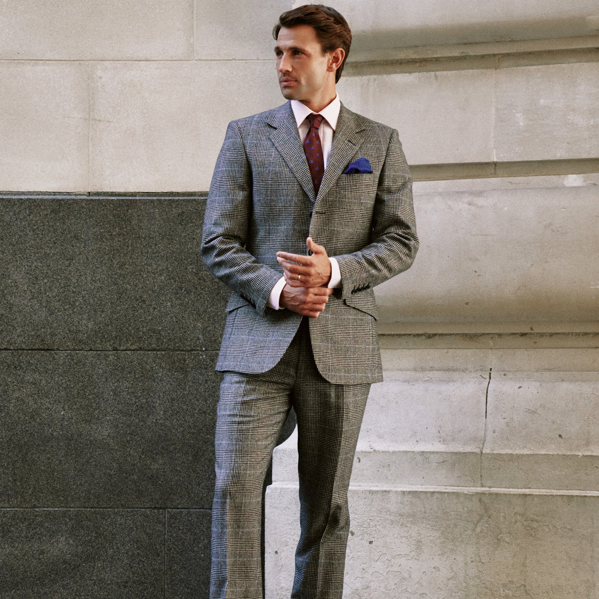 Grey 13oz Prince Of Wales Three Button Suit