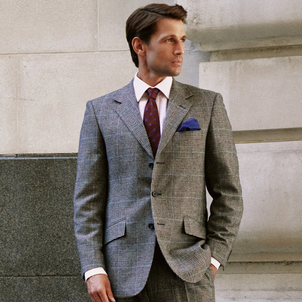 Grey 13oz Prince Of Wales Three Button Suit