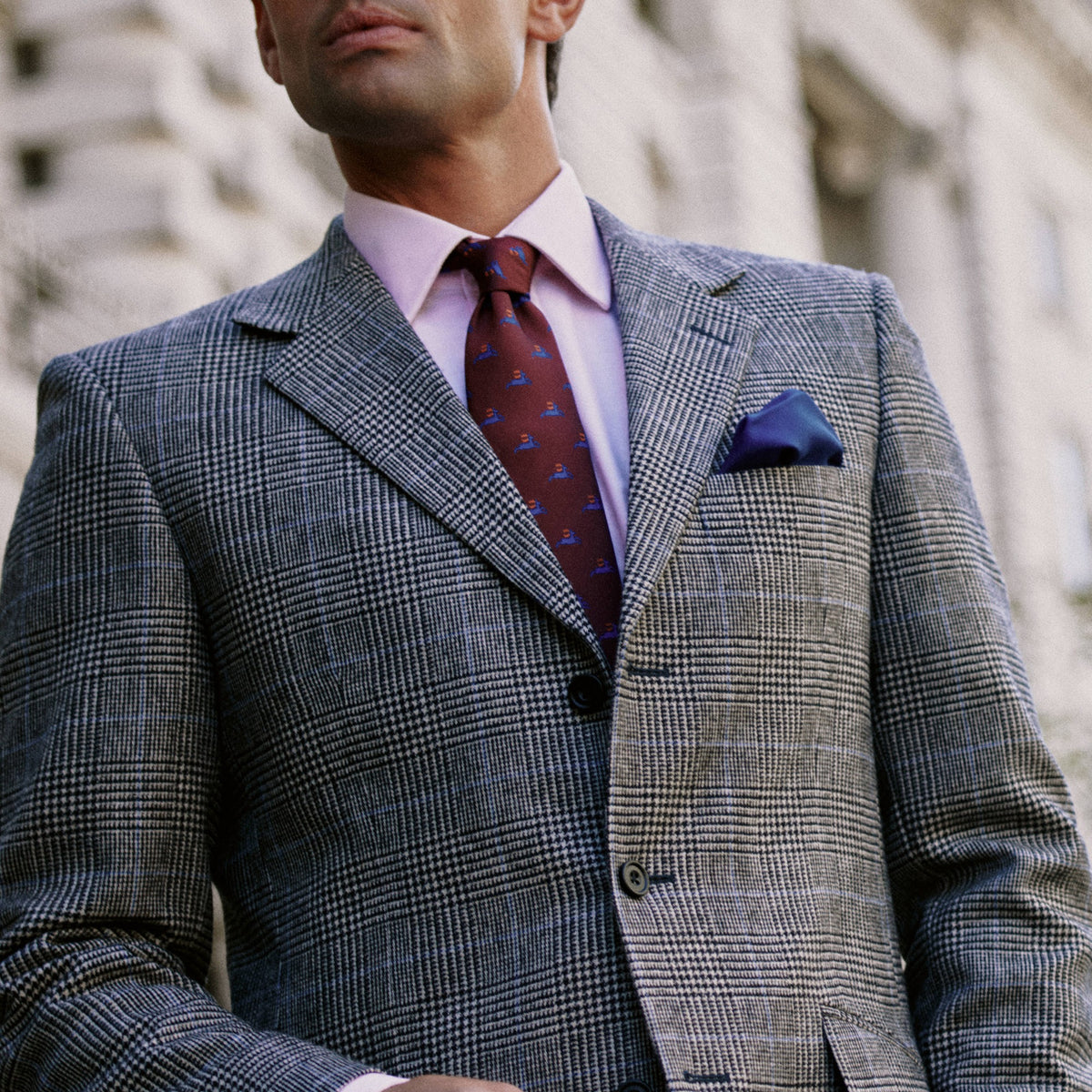 Grey 13oz Prince Of Wales Three Button Suit
