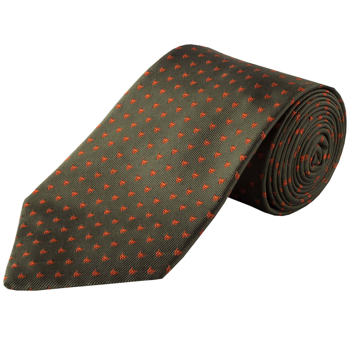 Green Micro Fox Woven Silk Tie