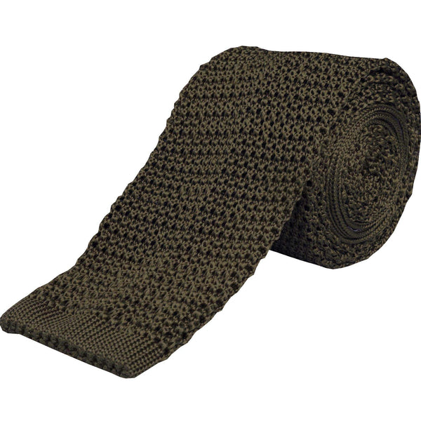 Olive Green Heavy Silk Knitted Tie
