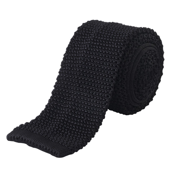 Black Heavy Silk Knitted Tie