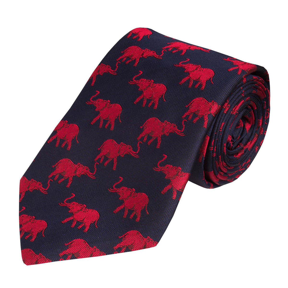 Navy Elephant Silk Tie