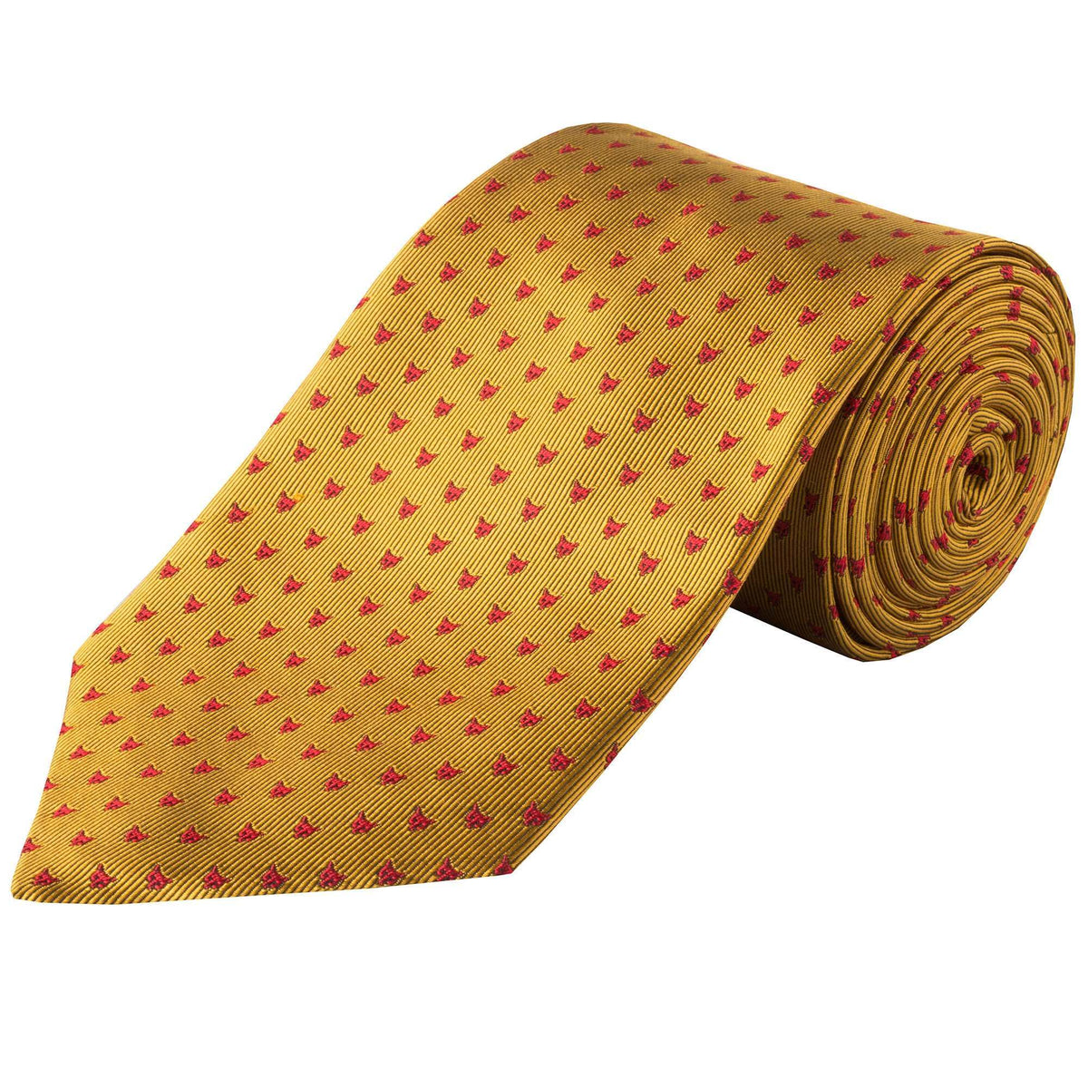 Gold Red Micro Fox Woven Silk Tie