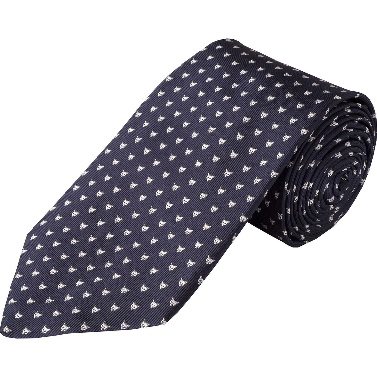 Navy Micro Fox Woven Silk Tie