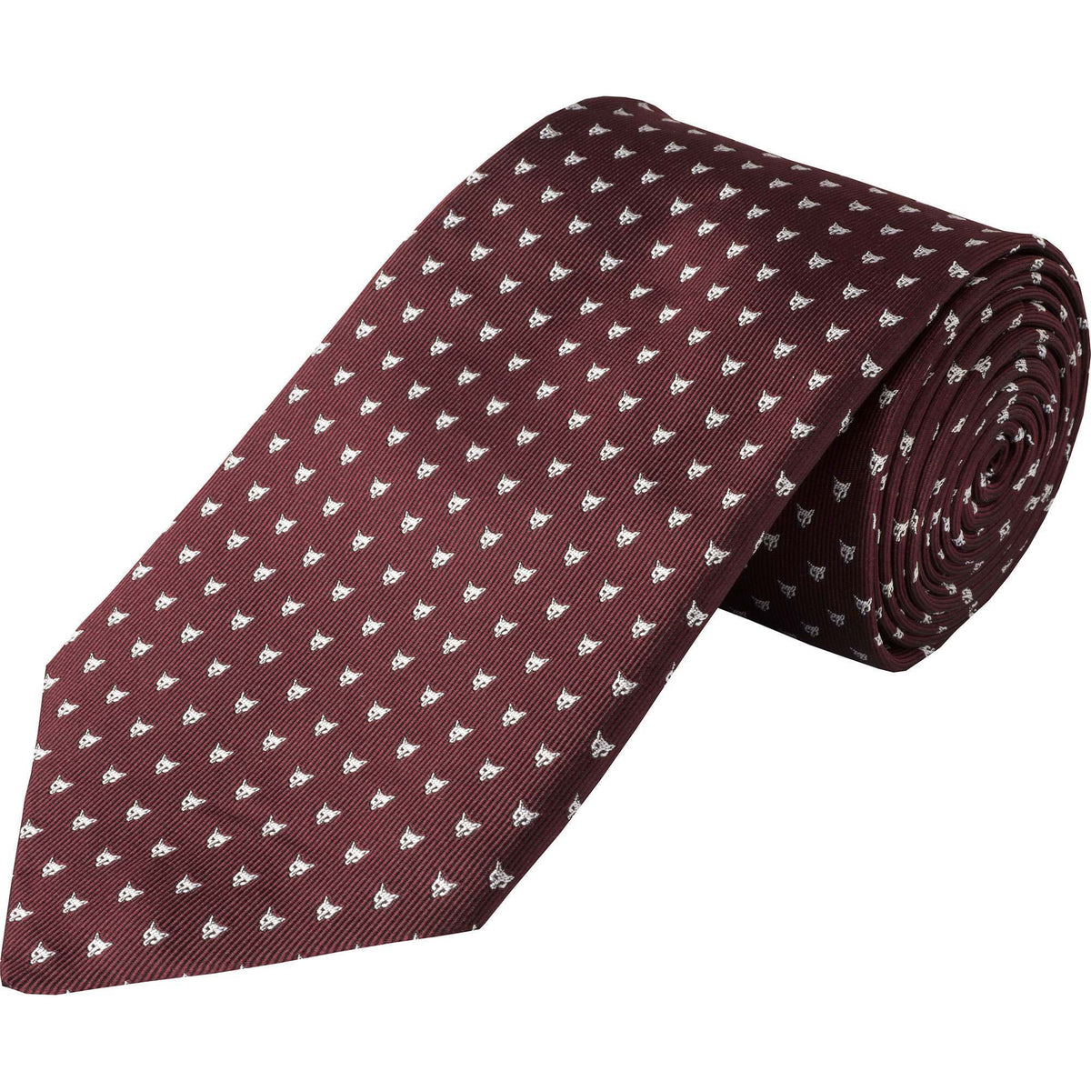Wine Micro Fox Woven Silk Tie