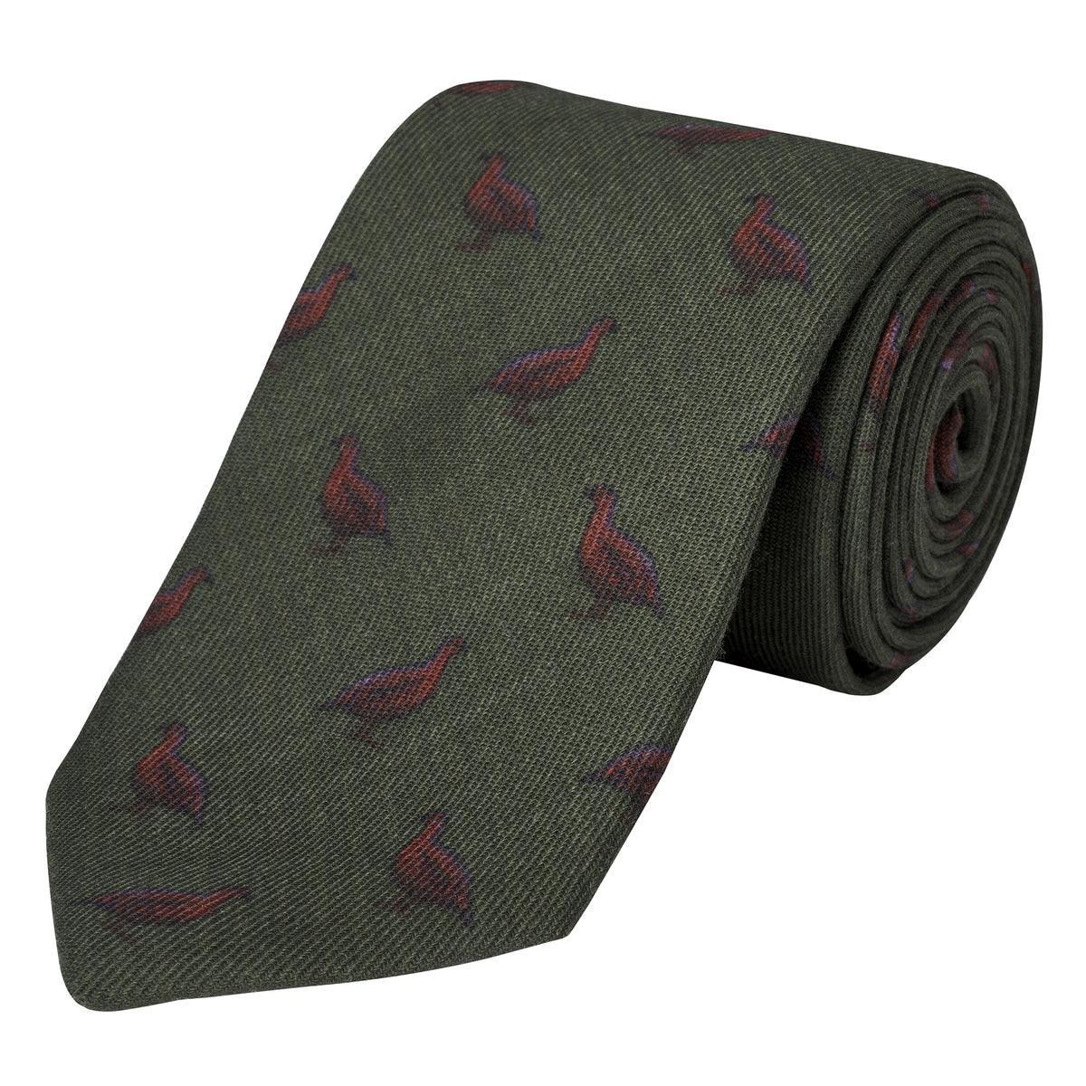Green Wool and Cashmere Grouse Tie