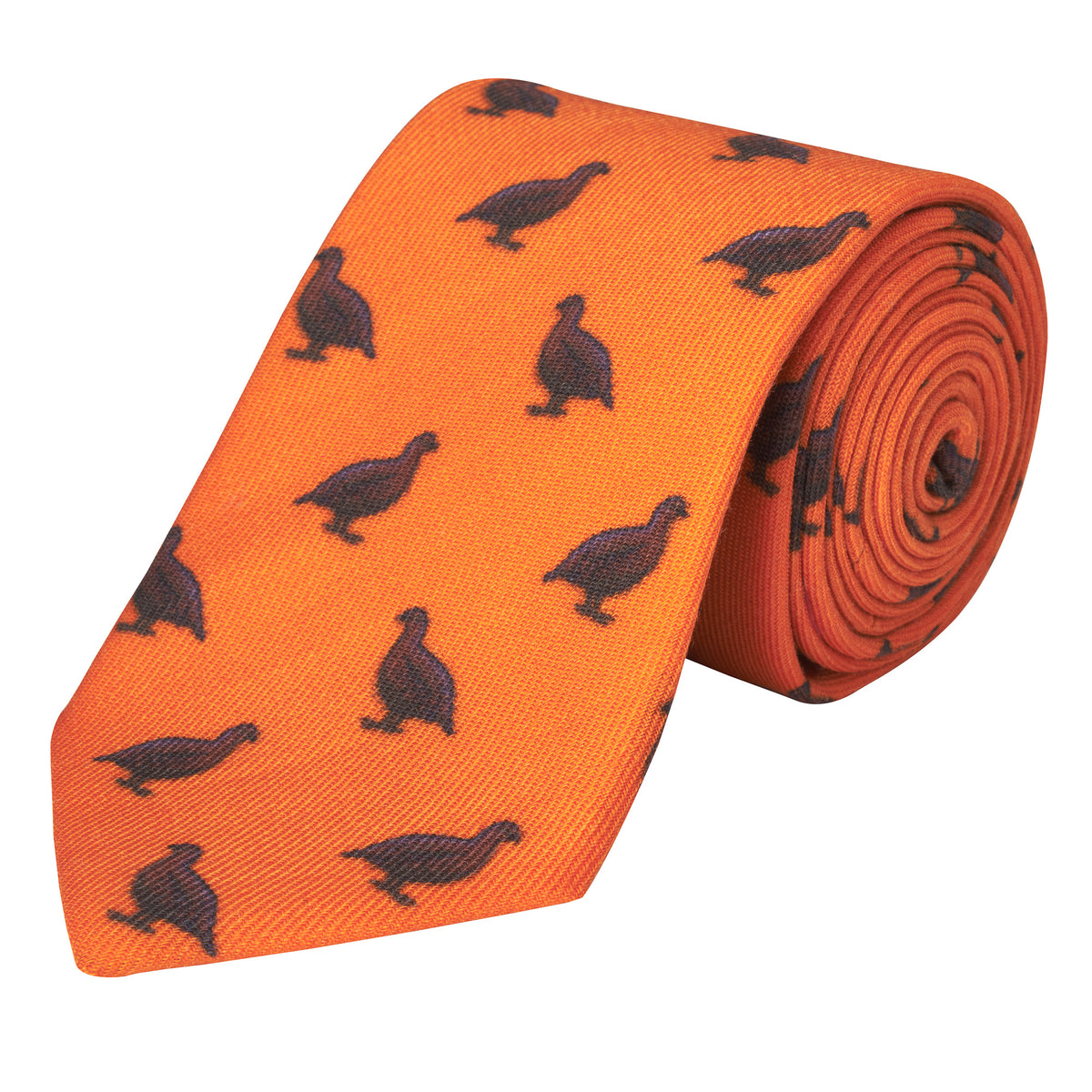 Orange Wool and Cashmere Grouse Tie
