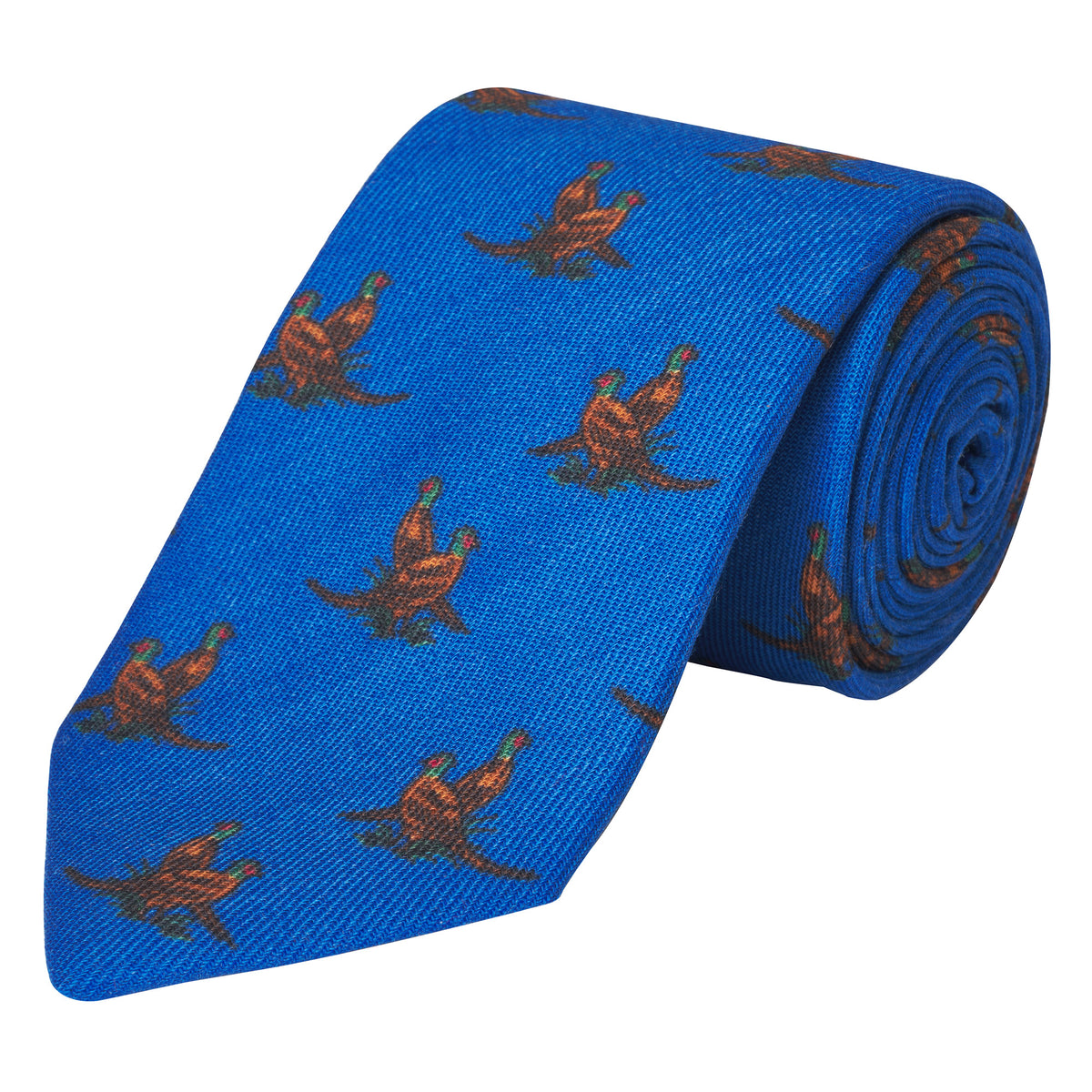 Blue Wool and Cashmere Pheasant Tie
