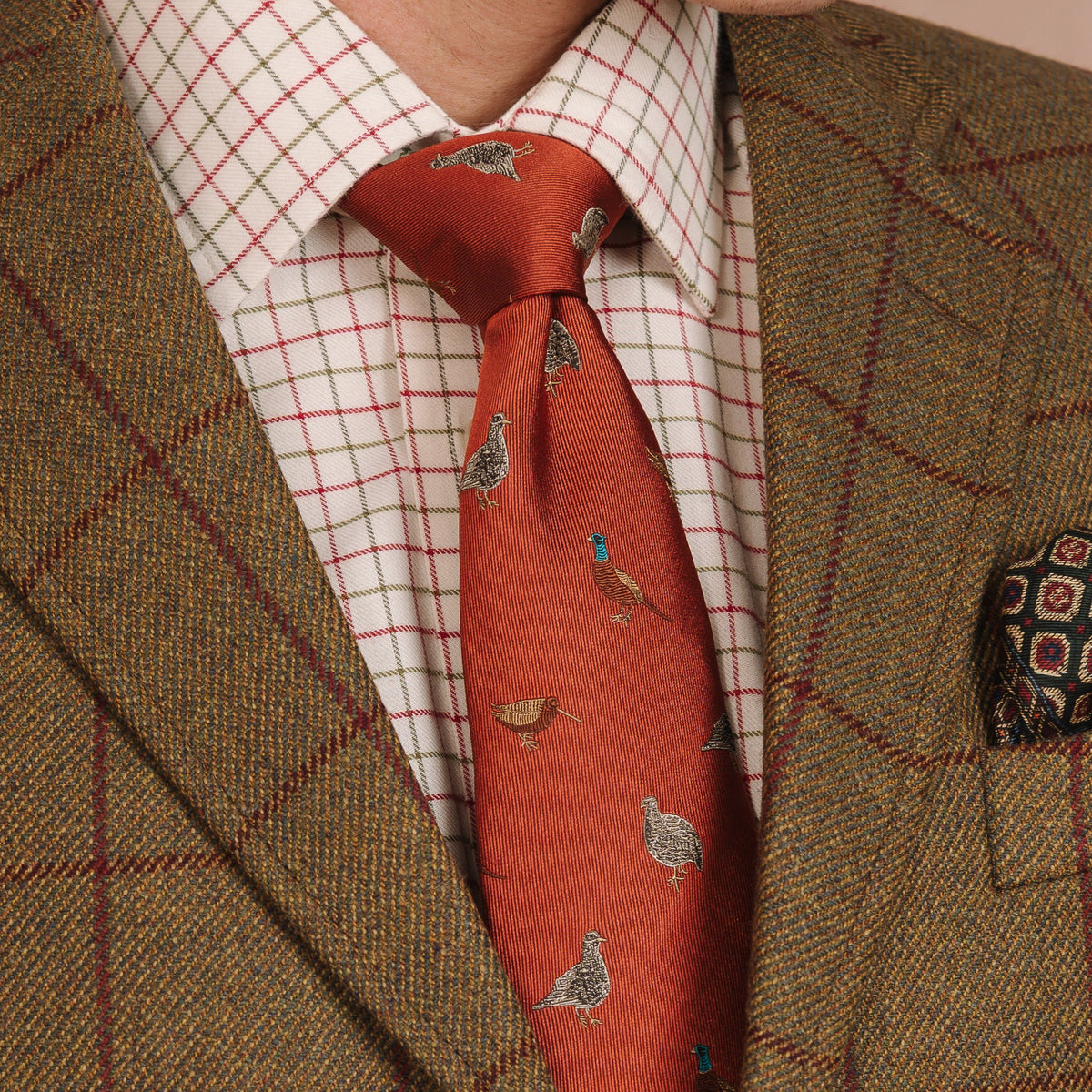 Orange Flight of Birds Tie