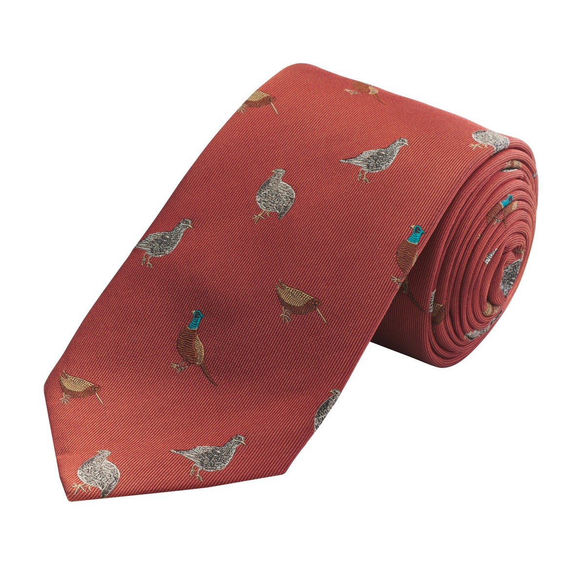 Orange Flight of Birds Tie