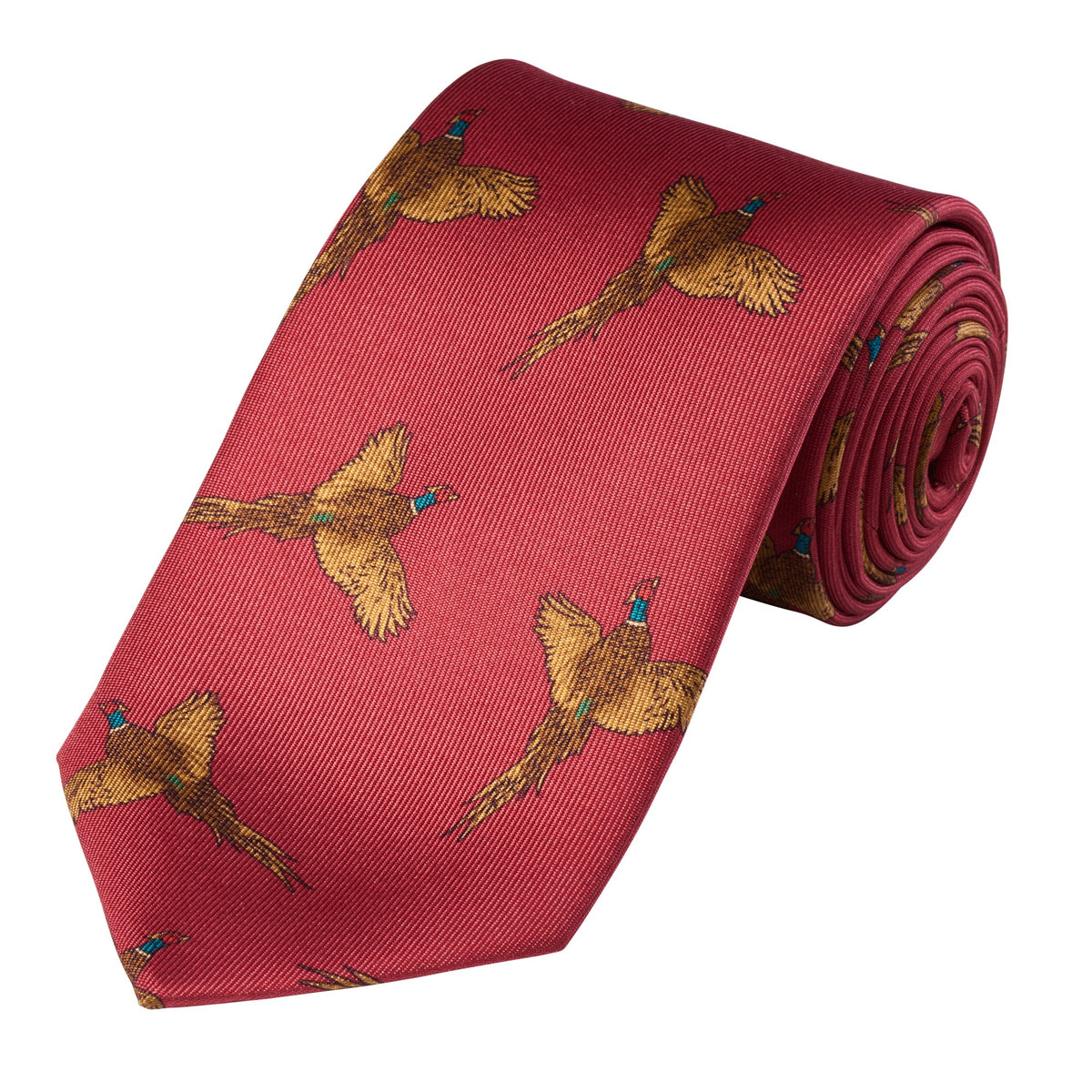 Red Pheasant in Flight Silk Tie