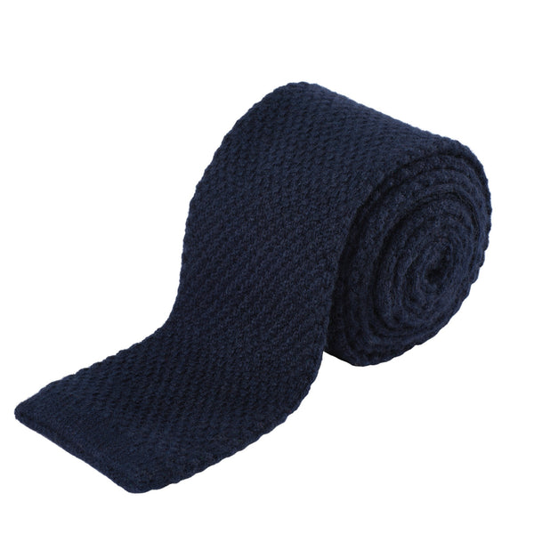 Navy Cashmere Silk Knitted Tie