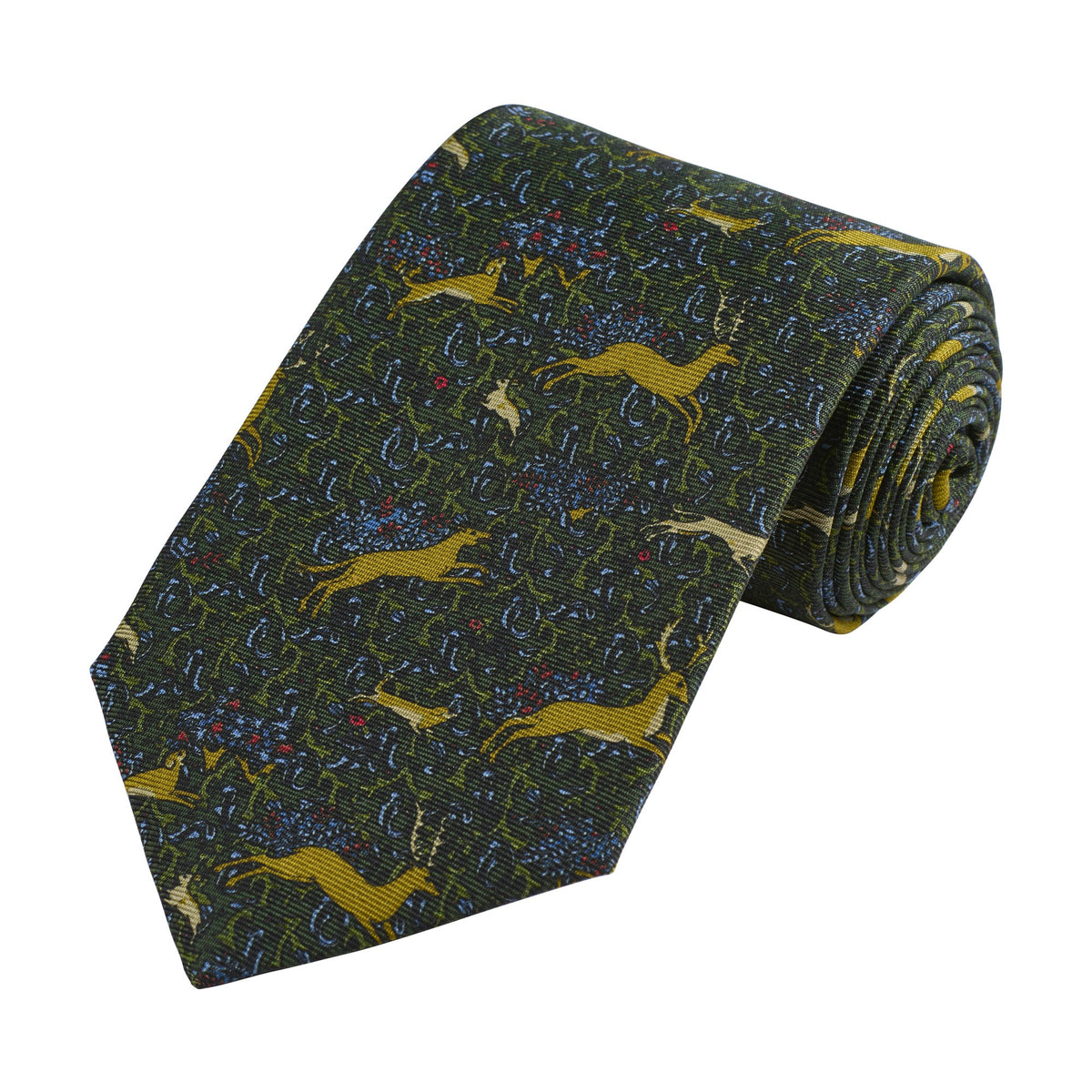 Olive Running Stags Tie