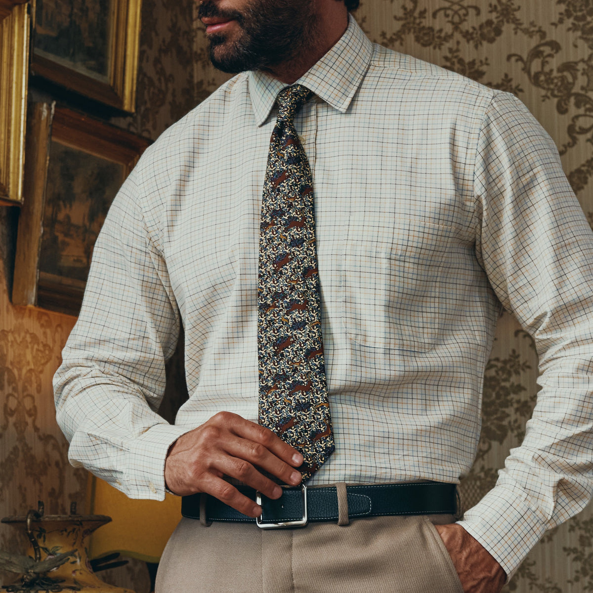 Buff Running Stags Tie