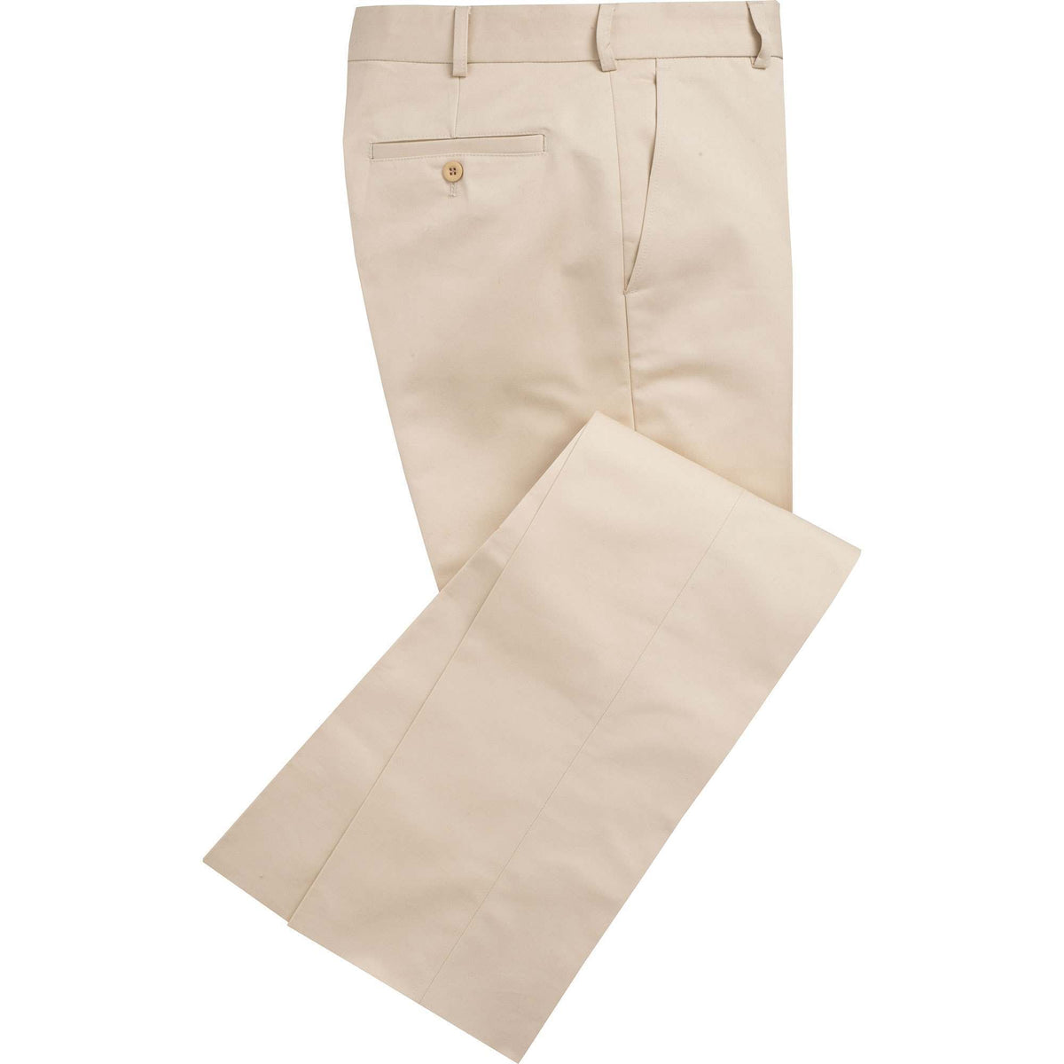 Cream Flat Front Chino Trousers