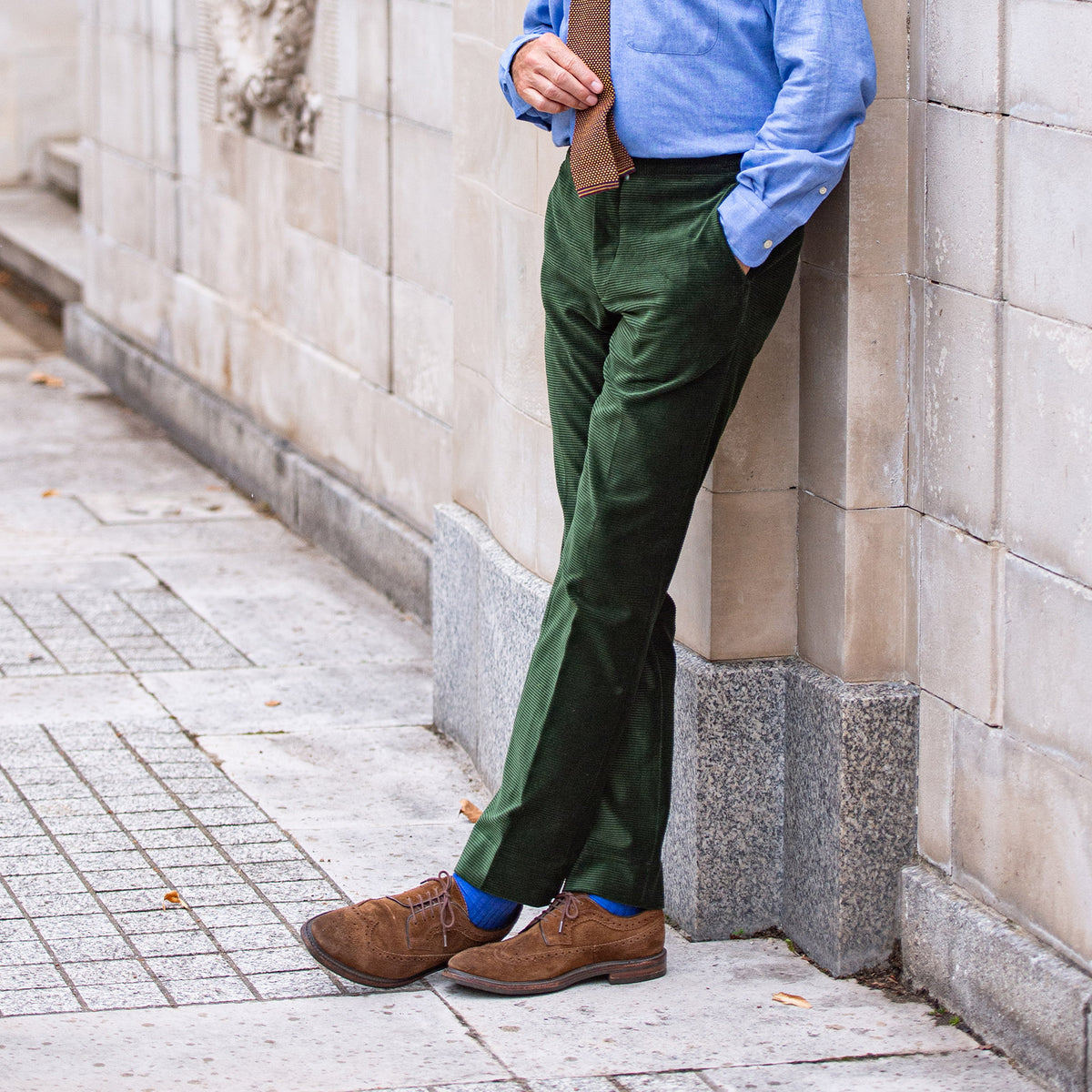 Olive Horizontal Corduroy Trousers